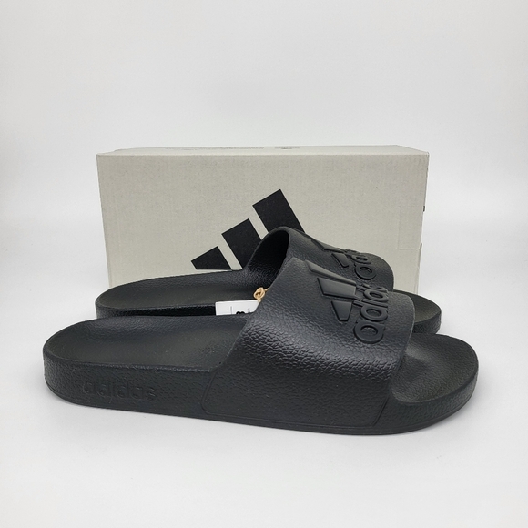 New adidas Adilette Aqua Slides Core Black Logo Men's Size 11 - Picture 4 of 7
